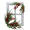 Northlight 24" White Washed Window with Frosted Berries and Cedar Christmas Wall Decor